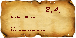 Roder Abony névjegykártya